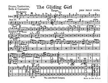 Partition batterie, tambourin, Bells & castagnettes, pour Giliding Girl