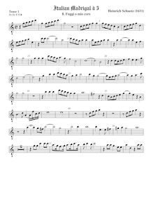 Partition ténor viole de gambe 1, octave aigu clef, italien madrigaux par Heinrich Schütz