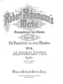 Partition complète, Albumblätter Op.124, Album Leaves, Schumann, Robert