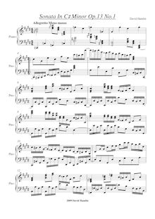 Partition complète, Piano Sonata No.1 en C-sharp minor Op.13 No.1