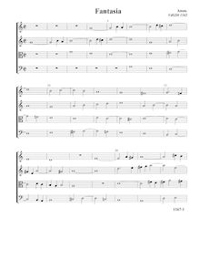 Partition Fantasia VdGS No.1342 - partition complète (Tr Tr T B), fantaisies et a Pavan pour 4 violes de gambe