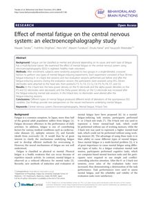 Effect of mental fatigue on the central nervous system: an electroencephalography study