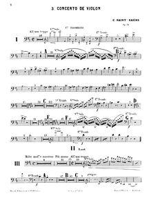 Partition Trombone 1, violon Concerto No.3, B minor, Saint-Saëns, Camille
