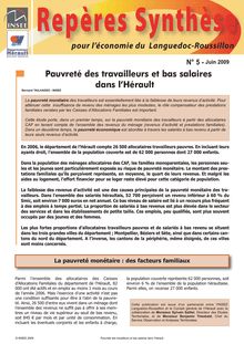 Pauvreté des travailleurs et bas salaires dans l Hérault 