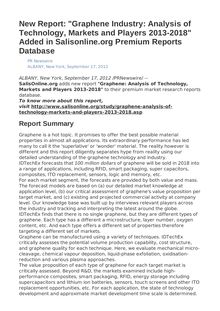New Report: "Graphene Industry: Analysis of Technology, Markets and Players 2013-2018" Added in Salisonline.org Premium Reports Database