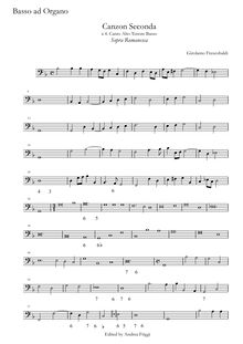 Partition Basso ad Organo, Canzon Seconda à , Canto Alto ténor Basso