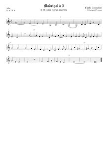 Partition ténor viole de gambe 1, aigu clef, Madrigali a Cinque Voci [Libro secondo] par Carlo Gesualdo