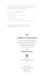 The Story of the Outlaw - A Study of the Western Desperado