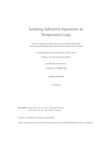 Isolating advective signatures in temperature logs [Elektronische Ressource] / vorgelegt von Andrei Zschocke