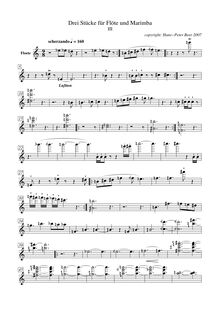 Partition , scherzando, Three pièces pour flûte et Marimba, not fixed