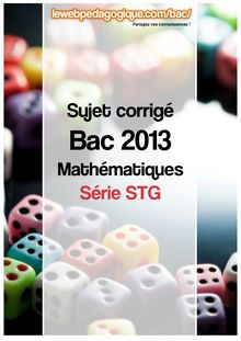 bac 2013 métropole sujets corrigés mathématiques série STG