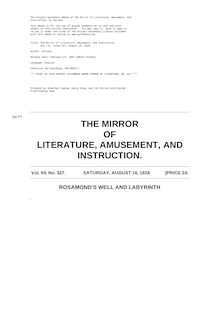 The Mirror of Literature, Amusement, and Instruction - Volume 12, No. 327, August 16, 1828