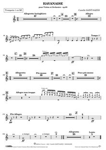 Partition trompette 1/2 (E), Havanaise, Op.83, Saint-Saëns, Camille