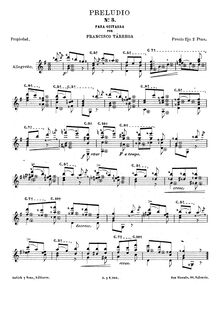 Partition complète, Prelude No.3, G major, Tárrega, Francisco