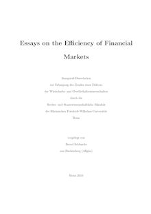 Essays on the efficiency of financial markets [Elektronische Ressource] / vorgelegt von Bernd Schlusche
