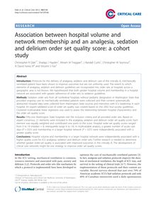 Association between hospital volume and network membership and an analgesia, sedation and delirium order set quality score: a cohort study