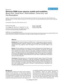 Genomic DNA k-mer spectra: models and modalities