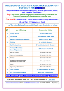 ISO 17025 Calibration Laboratory Documents