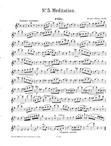 Partition , Meditation - flûte , partie, 6 Salonstücke, Op.60, Sechs Salonstücke fur flöte und klavier
