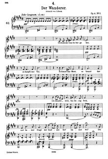 Partition complète, Der Wanderer, D.493 (Op.4/1), Schubert, Franz par Franz Schubert