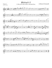 Partition ténor viole de gambe 2, octave aigu clef, Primo Libro di Madrigali par Alfonso Fontanelli