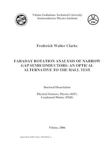 Faradėjaus efekto tyrimai siauratarpiuose puslaidininkiuose: optinė alternatyva Holo matavimams ; Faraday rotation analysis of narrow gap semiconductors: an optical alternative to the Hall test