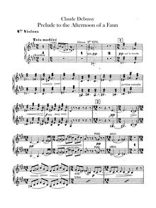 Partition violons II, Prélude à l’après-midi d’un faune, Debussy, Claude