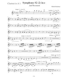 Partition clarinette 1 (A), Symphony No.2, E minor, Rondeau, Michel par Michel Rondeau