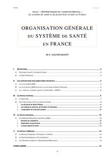 Organisation générale du systéme de santé en France
