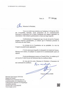 Langues régionales : lettre de Hollande à Urvoas, député du Finistère