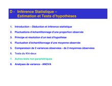 D - Inférence Statistique – Estimation et Tests d hypothèses