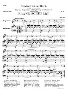 Partition complète, Abschied von der Harfe, Farewell to the Harp