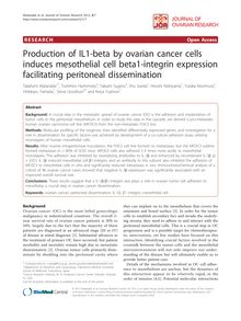 Production of IL1-beta by ovarian cancer cells induces mesothelial cell beta1-integrin expression facilitating peritoneal dissemination