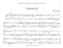 Partition Voluntary IX (E minor), Bénévoles, Stanley, John