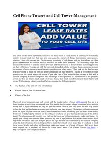 Cell Phone Towers and Cell Tower Management 