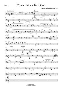 Partition violoncelles / Basses, Konzertstück pour hautbois et orchestre, Op.18