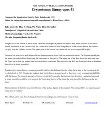 Partition Preface, Liturgy of St. John Chrysostom,, Литургия святого Иоанна Златоуста par Pyotr Tchaikovsky