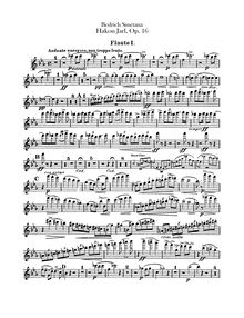 Partition flûte 1, 2, Piccolo, Hakon Jarl, Smetana, Bedřich