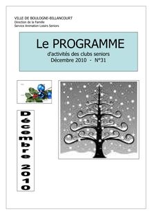 programme décembre 2010 avec sorties