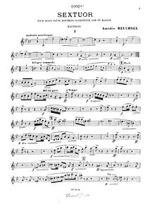 Partition hautbois, Sextet pour Piano et vents, Reuchsel, Amédée