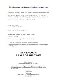 Rich Enough - a tale of the times