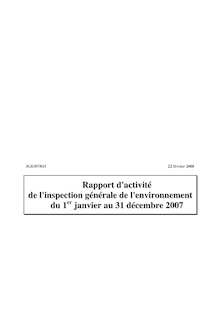 Rapport d activité de l inspection générale de l environnement du 1er janvier au 31 décembre 2007