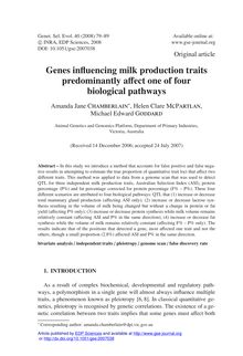 Genes influencing milk production traits predominantly affect one of four biological pathways