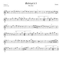 Partition ténor viole de gambe 1, octave aigu clef, Pia cher, Anonymous