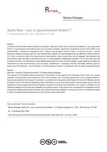 Après Nice : vers un gouvernement fédéral ? - article ; n°2 ; vol.66, pg 277-288
