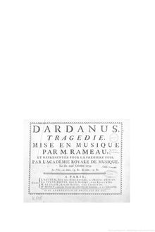 Partition complète, Dardanus, Rameau, Jean-Philippe par Jean-Philippe Rameau