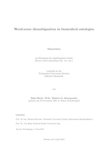 Word-sense disambiguation in biomedical ontologies [Elektronische Ressource] / von Dimitra G. Alexopoulou