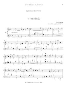 Partition 30-3, (4e) Magnificat, en C: , (Prélude) - , Duo - , Trio - , Basse - , Récit - , Dialogue, Livre d orgue de Montréal