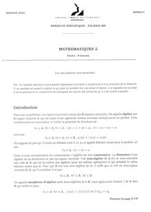 Mathématiques 2 2002 Classe Prepa MP Concours Instituts Nat. Polytechniques (INP - ENSI)