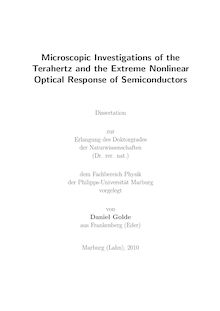 Microscopic investigations of the terahertz and the extreme nonlinear optical response of semiconductors [Elektronische Ressource] / vorgelegt von Daniel Golde